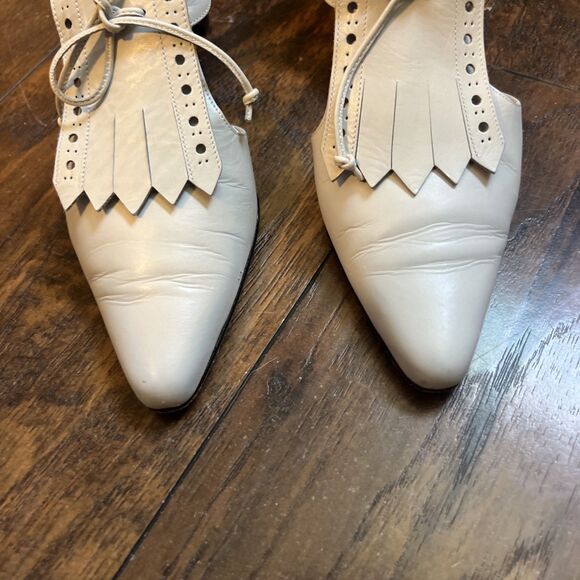 Vintage Bally Made In Italy Kiltie Fringe Size 6M Side Buckle Pumps Gray 90’s - Picture 3 of 10